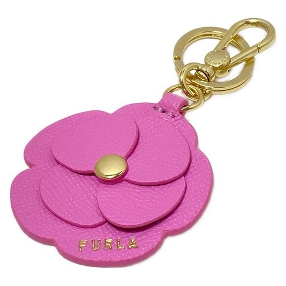 Auth FURLA - Pink Gold Leather Hardware Bag Charm - Picture 2 of 6